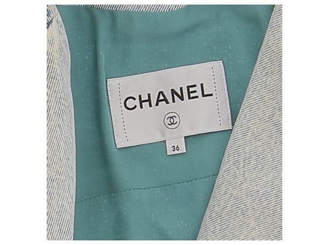Chanel Jeans- und Tweedjacke Blau - Ansicht 5