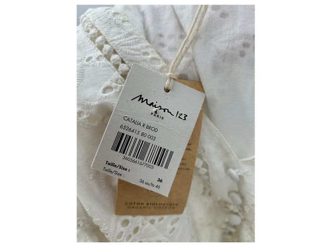 Autre Marque Vestido largo blanco de algodón con bordados MAISON 123 - vista 5