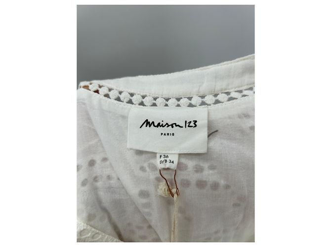 Autre Marque Vestido largo blanco de algodón con bordados MAISON 123 - vista 6