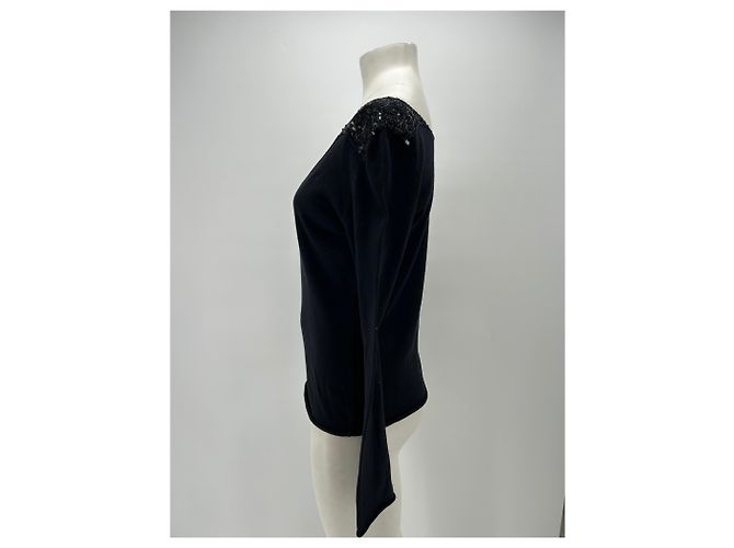 Zadig & Voltaire Schwarzes Top mit Strass auf den Schultern - Ansicht 4