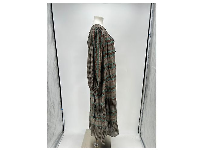 Antik Batik Vestido largo estampado en algodón Verde - vista 3