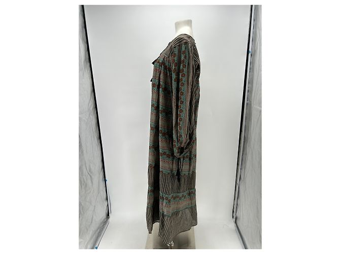 Antik Batik Vestido largo estampado en algodón Verde - vista 4
