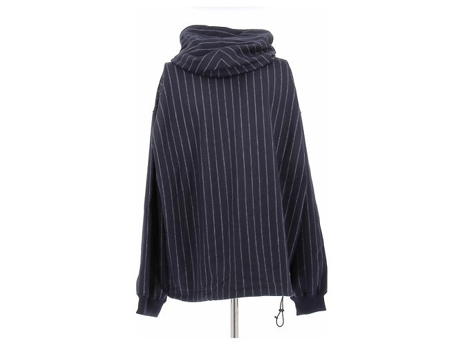 Comme Des Garcons Gestreifter Woll-Hoodie Marineblau - Ansicht 2