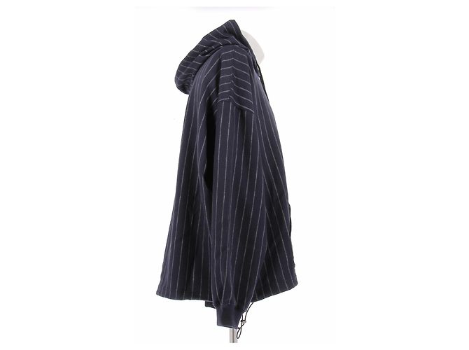Comme Des Garcons Gestreifter Woll-Hoodie Marineblau - Ansicht 3