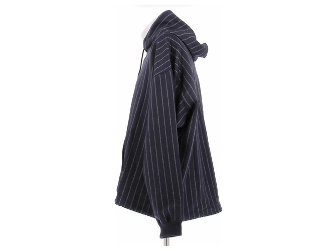 Comme Des Garcons Gestreifter Woll-Hoodie Marineblau - Ansicht 4