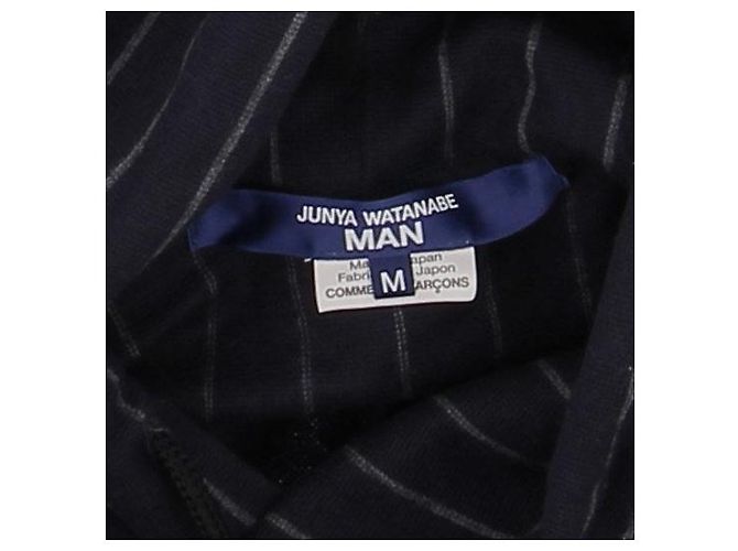 Comme Des Garcons Gestreifter Woll-Hoodie Marineblau - Ansicht 5