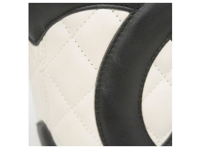 Chanel Cambon Lammleder Tote Bag Schwarz Weiß - Ansicht 17