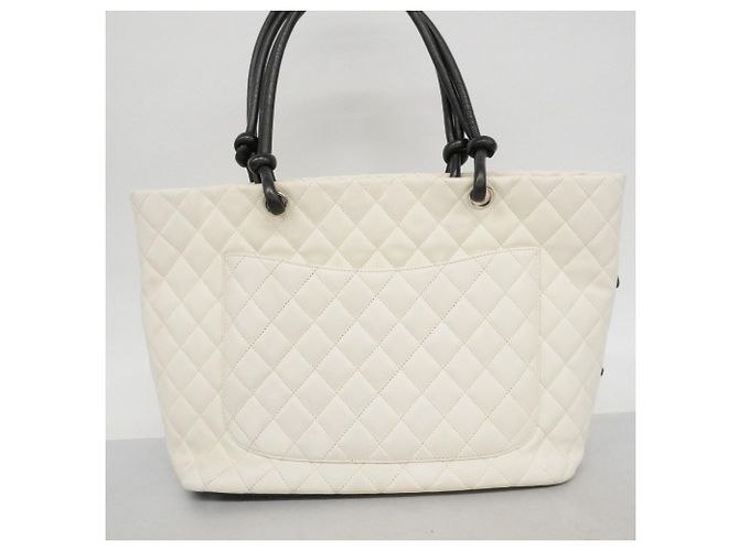 Chanel Cambon Lammleder Tote Bag Schwarz Weiß - Ansicht 18