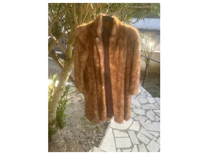 Autre Marque Abrigo largo de piel de visón Castaño Beige Castaña Marrón claro Caramelo - vista 2
