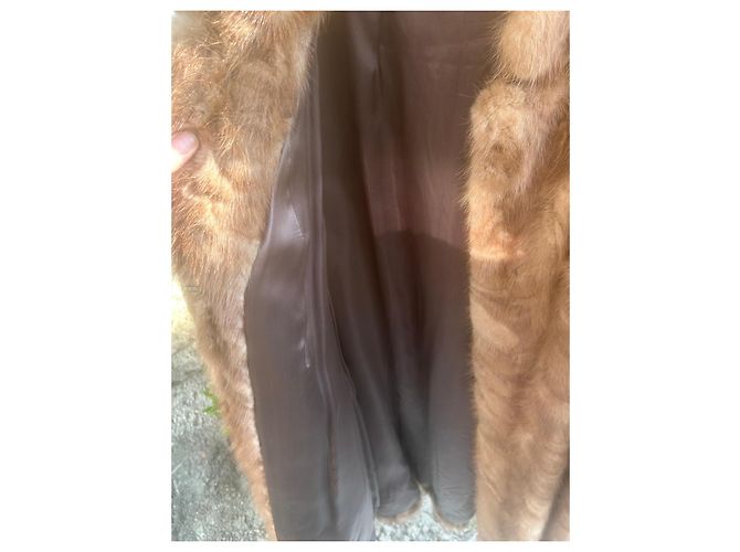 Autre Marque Abrigo largo de piel de visón Castaño Beige Castaña Marrón claro Caramelo - vista 6