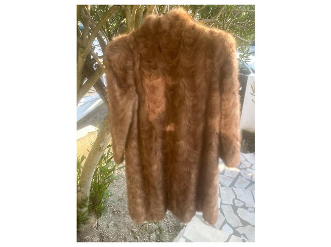 Autre Marque Abrigo largo de piel de visón Castaño Beige Castaña Marrón claro Caramelo - vista 7