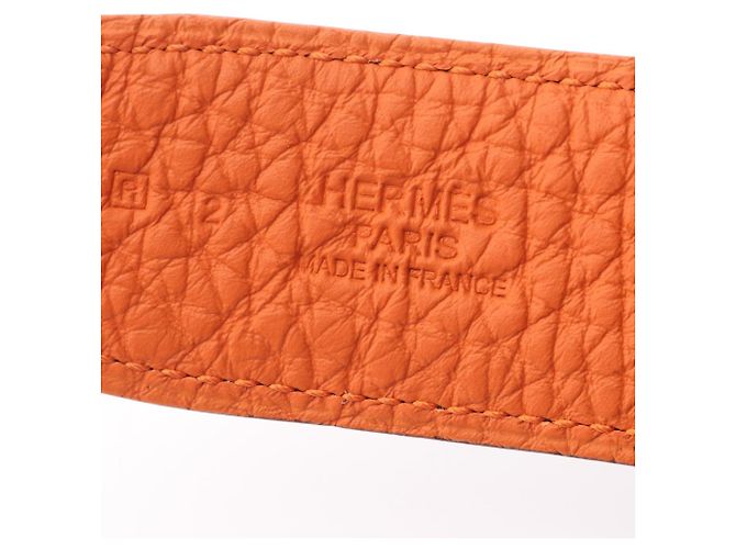 Ceinture H Guilloché Constance d'Hermès Noir Orange - vue 4