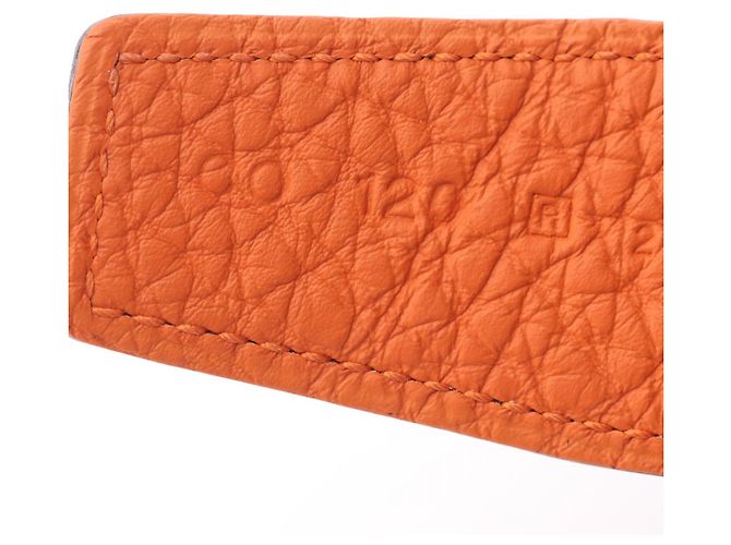 Ceinture H Guilloché Constance d'Hermès Noir Orange - vue 5