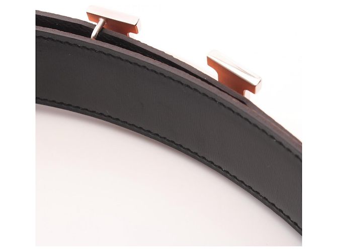 Ceinture H Guilloché Constance d'Hermès Noir Orange - vue 9