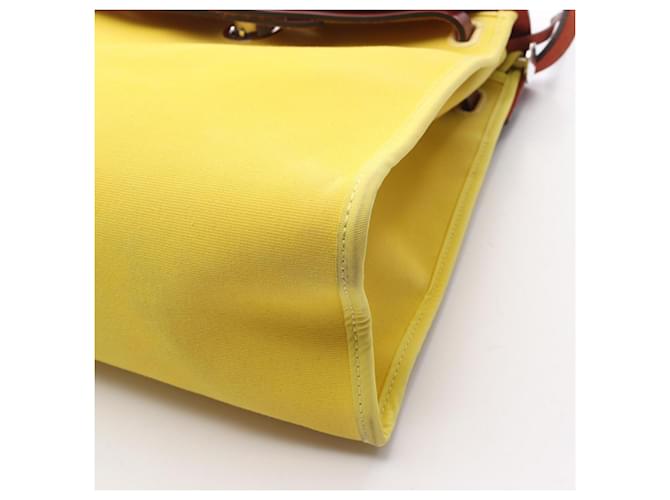Borsa Hermès Herbag Zip PM D'oro Bordò Giallo - vista 12