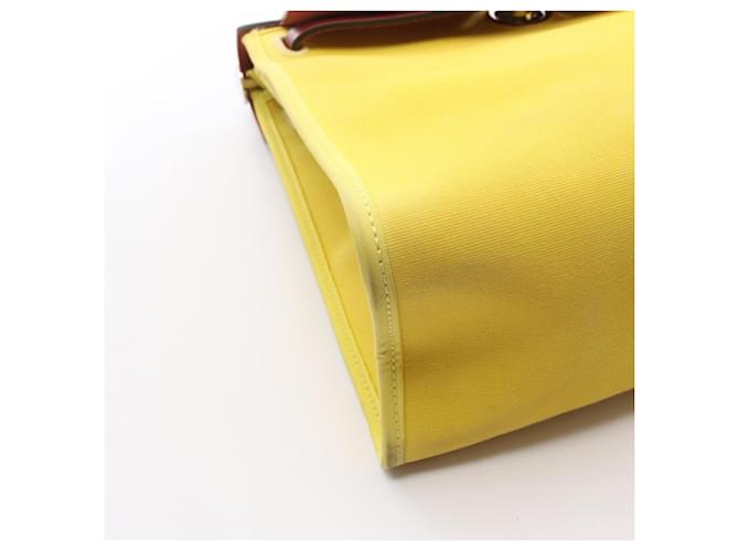Borsa Hermès Herbag Zip PM D'oro Bordò Giallo - vista 13
