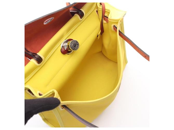 Borsa Hermès Herbag Zip PM D'oro Bordò Giallo - vista 3