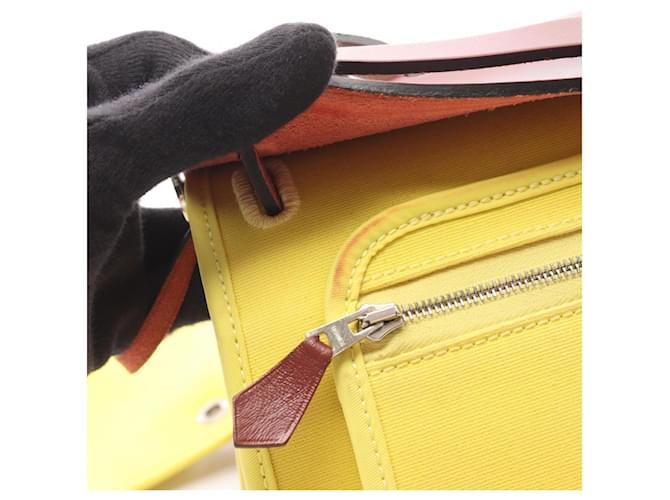 Borsa Hermès Herbag Zip PM D'oro Bordò Giallo - vista 7