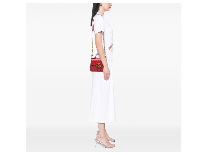 Borsa a mano Gucci Mini GG Marmont Matelassé in pelle rossa Rosso - vista 7