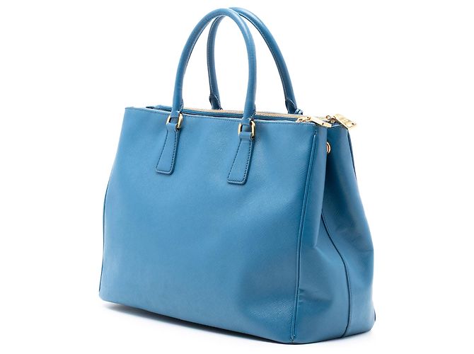 Borsa Prada Galleria Double Zip in Saffiano Lux blu grande Blu chiaro - vista 2