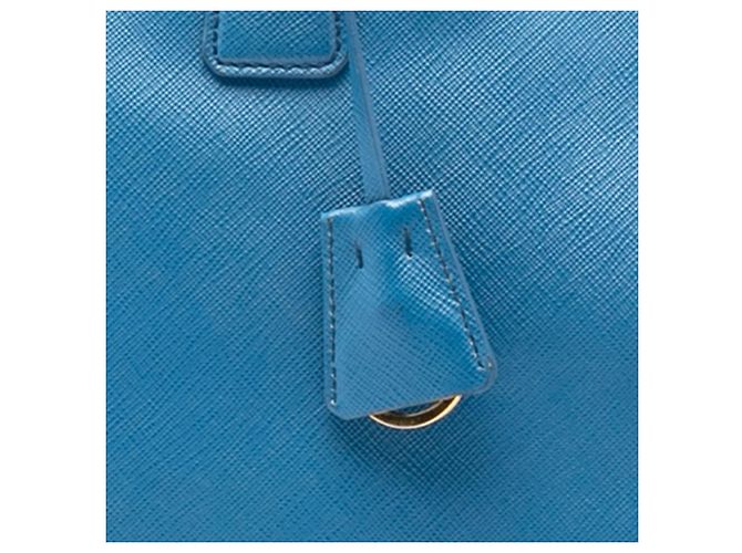 Borsa Prada Galleria Double Zip in Saffiano Lux blu grande Blu chiaro - vista 6