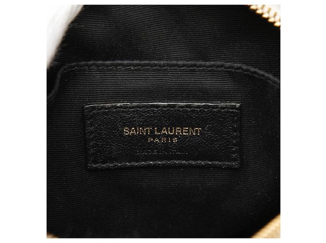 Borsa a tracolla rotonda in vinile Chevron Grain De Poudre bianca Saint Laurent Bianco - vista 5