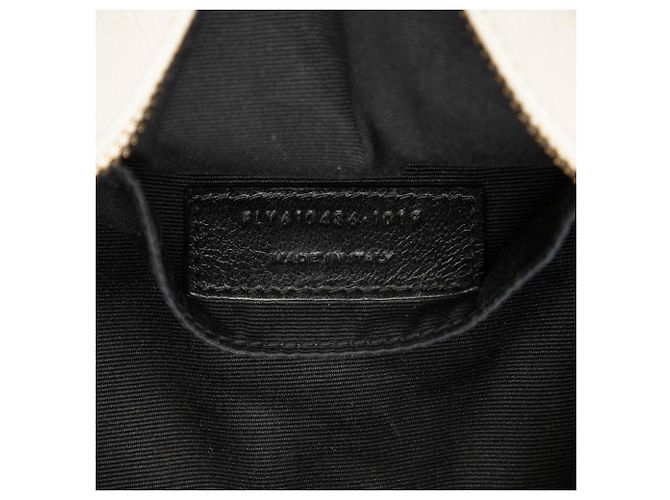 Borsa a tracolla rotonda in vinile Chevron Grain De Poudre bianca Saint Laurent Bianco - vista 6