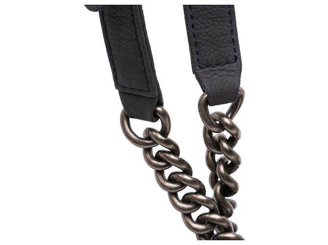 Chanel Blu Grande Flap Boy in Caviar Iridescente Blu navy - vista 9