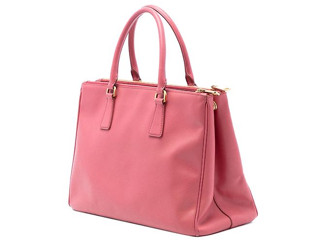 Bolsa Prada Galleria Double Zip em Saffiano Lux rosa médio - vista 2