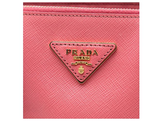 Bolsa Prada Galleria Double Zip em Saffiano Lux rosa médio - vista 5