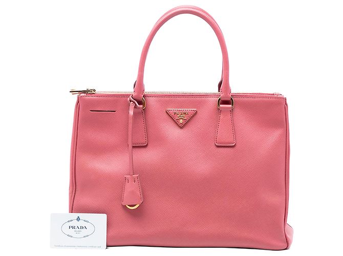 Bolsa Prada Galleria Double Zip em Saffiano Lux rosa médio - vista 7