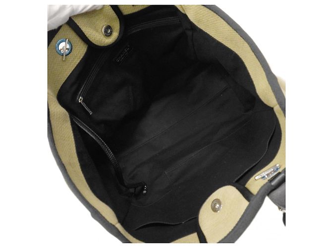 Chanel Deauville Canvas Kettentasche Schwarz Beige - Ansicht 4