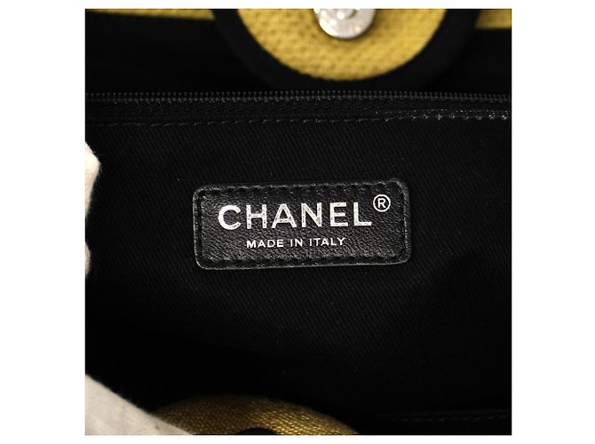 Chanel Deauville Canvas Kettentasche Schwarz Beige - Ansicht 5
