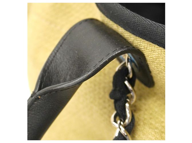 Chanel Deauville Canvas Kettentasche Schwarz Beige - Ansicht 7