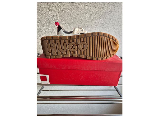 Sneakers Hugo Boss Bianche e Grigie in Pelle e Camoscio Bianco Grigio - vista 7