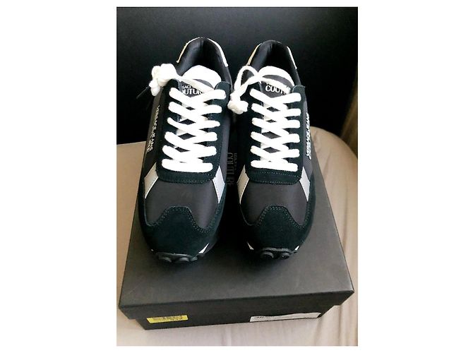 Sneaker Versace Jeans Couture neri in camoscio e nylon Nero Bianco - vista 2