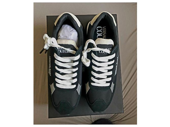 Sneaker Versace Jeans Couture neri in camoscio e nylon Nero Bianco - vista 5