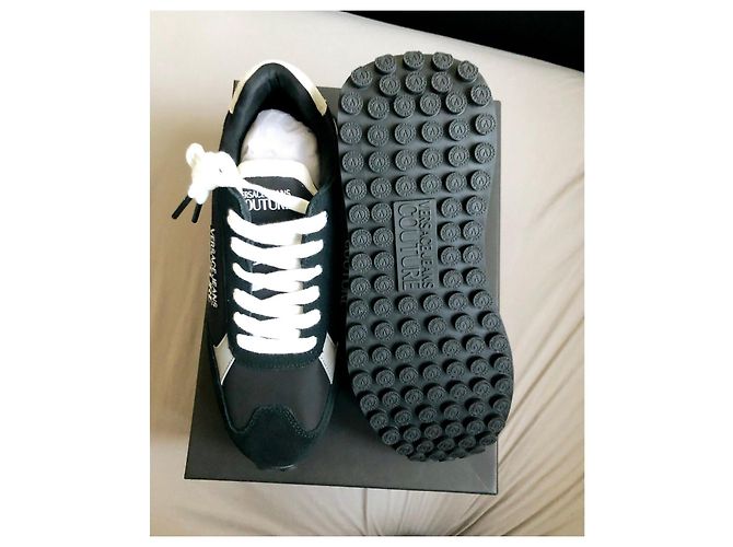 Sneaker Versace Jeans Couture neri in camoscio e nylon Nero Bianco - vista 6