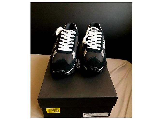 Sneaker Versace Jeans Couture neri in camoscio e nylon Nero Bianco - vista 8