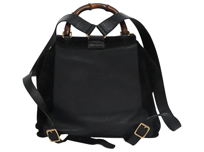 Gucci Vintage Bamboo Suede Medium Nero - vista 2