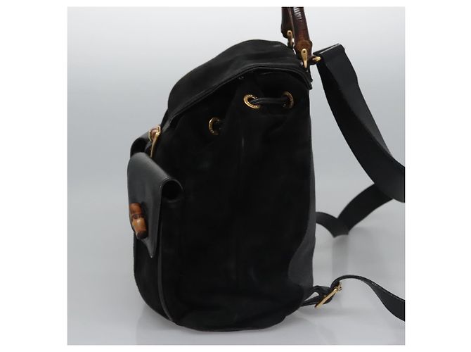 Gucci Vintage Bamboo Suede Medium Nero - vista 3