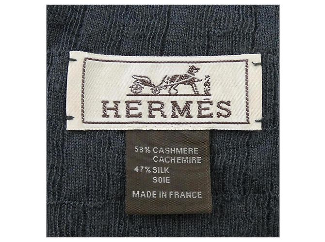 Stola in seta e cashmere grigia Hermès Marrone - vista 3