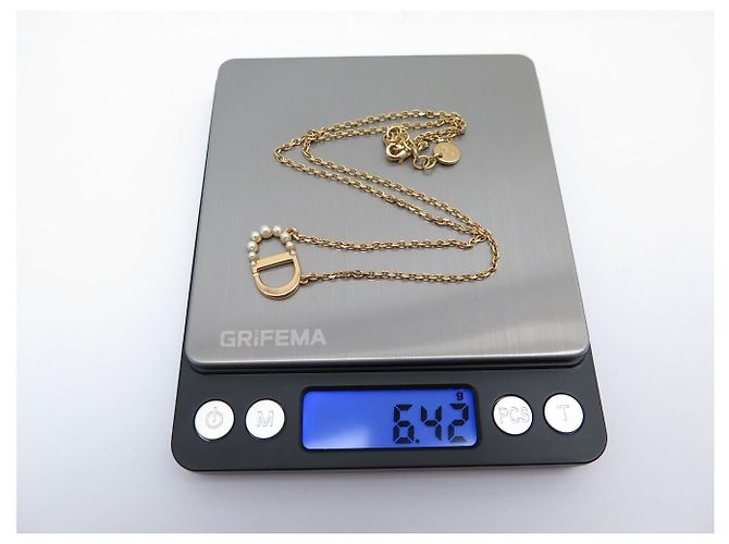 Christian Dior NUOVO COLLIER DIOR 30 MONTAIGNE LOGO CD IN PERLE DI METALLO DORATO D'oro - vista 6