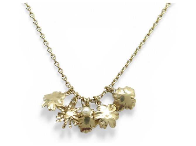 NEUE DIOR-HALSKETTE MIT BLUMEN-CHARMS AUS GOLDMETALL - Ansicht 3