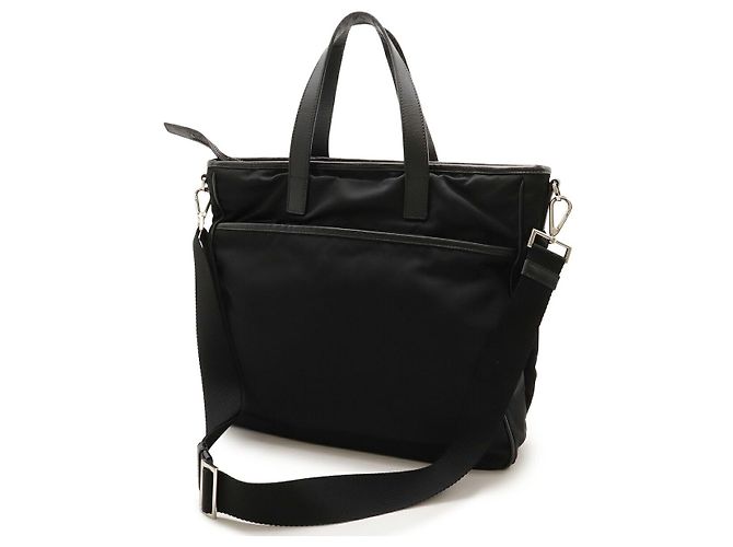 Borsa tote 2 in 1 in nylon e pelle Prada Nero - vista 2
