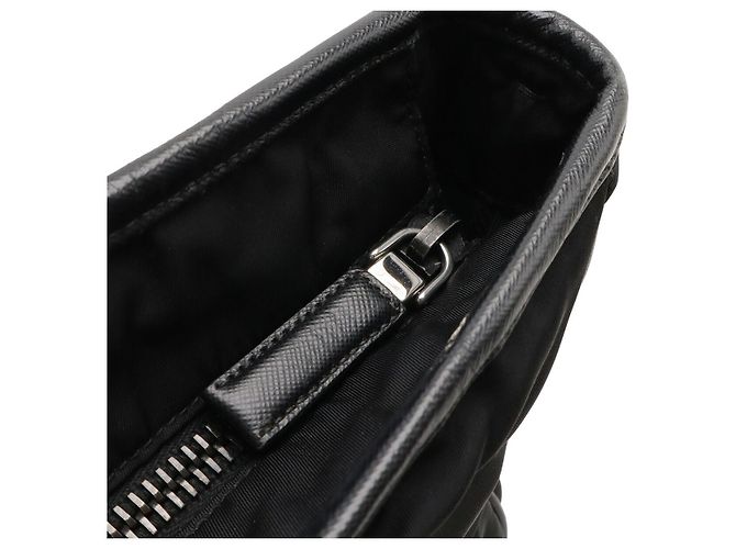 Borsa tote 2 in 1 in nylon e pelle Prada Nero - vista 4