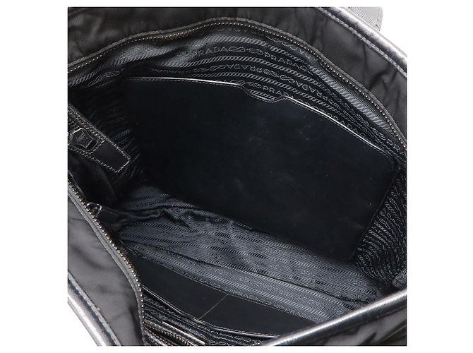 Borsa tote 2 in 1 in nylon e pelle Prada Nero - vista 7