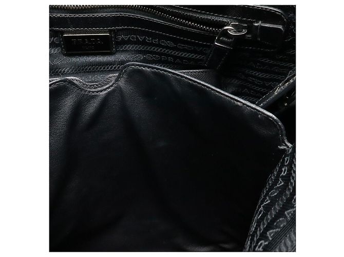 Borsa tote 2 in 1 in nylon e pelle Prada Nero - vista 9