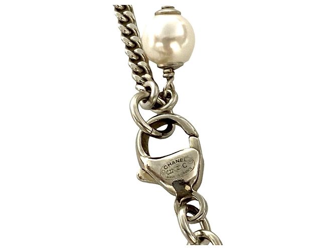 Collana di perle finte Chanel Coco Mark Argento Metallico - vista 3