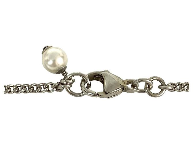 Collana di perle finte Chanel Coco Mark Argento Metallico - vista 5